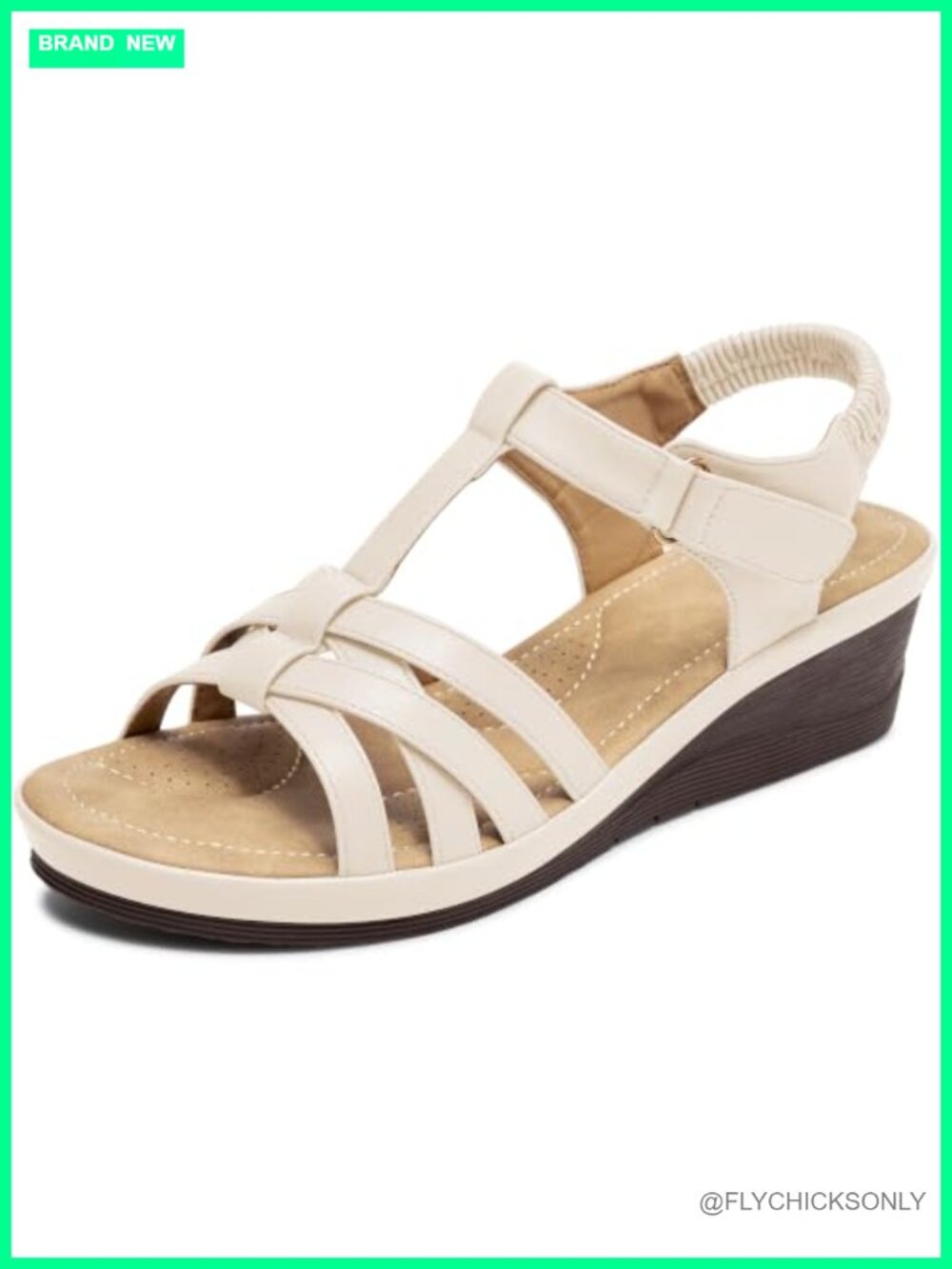 Womens Wedge Sandals Comfort Cushioned Non-Slip Sole Elastic Ankle Strap